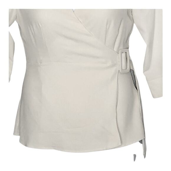 Topshop Wrap Belted Cream Blouse size 6 NWT - Picture 7 of 13